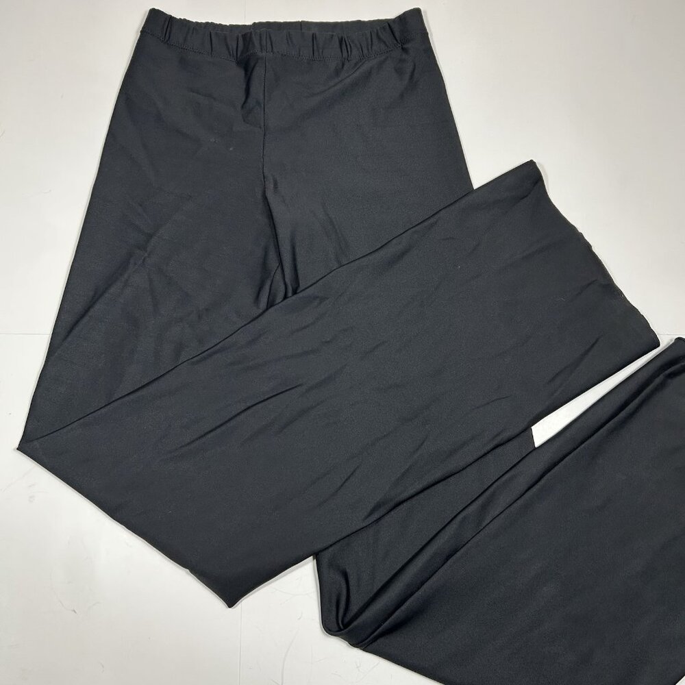 Vtg Y2K Rachel Women Black Pull-On Flared Wide Leg Legging Pants Sz S Tall Read